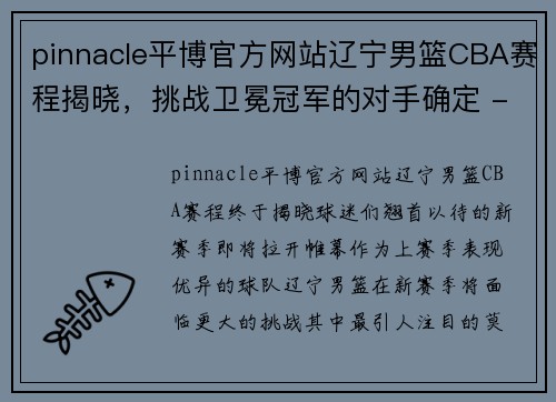 pinnacle平博官方网站辽宁男篮CBA赛程揭晓，挑战卫冕冠军的对手确定 - 副本