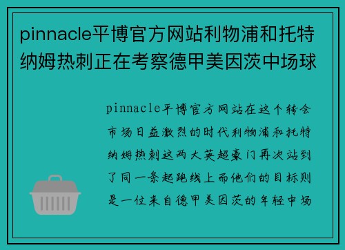 pinnacle平博官方网站利物浦和托特纳姆热刺正在考察德甲美因茨中场球员，谁会赢得这场转会争夺战？ - 副本