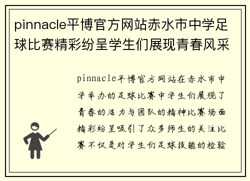 pinnacle平博官方网站赤水市中学足球比赛精彩纷呈学生们展现青春风采与团队精神