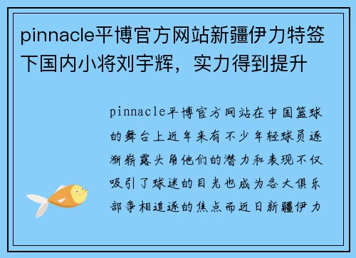 pinnacle平博官方网站新疆伊力特签下国内小将刘宇辉，实力得到提升