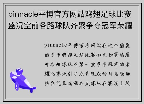 pinnacle平博官方网站鸡翅足球比赛盛况空前各路球队齐聚争夺冠军荣耀